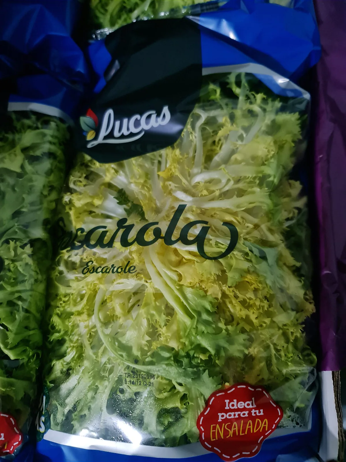 Lechuga iceberg envasada para su expedición